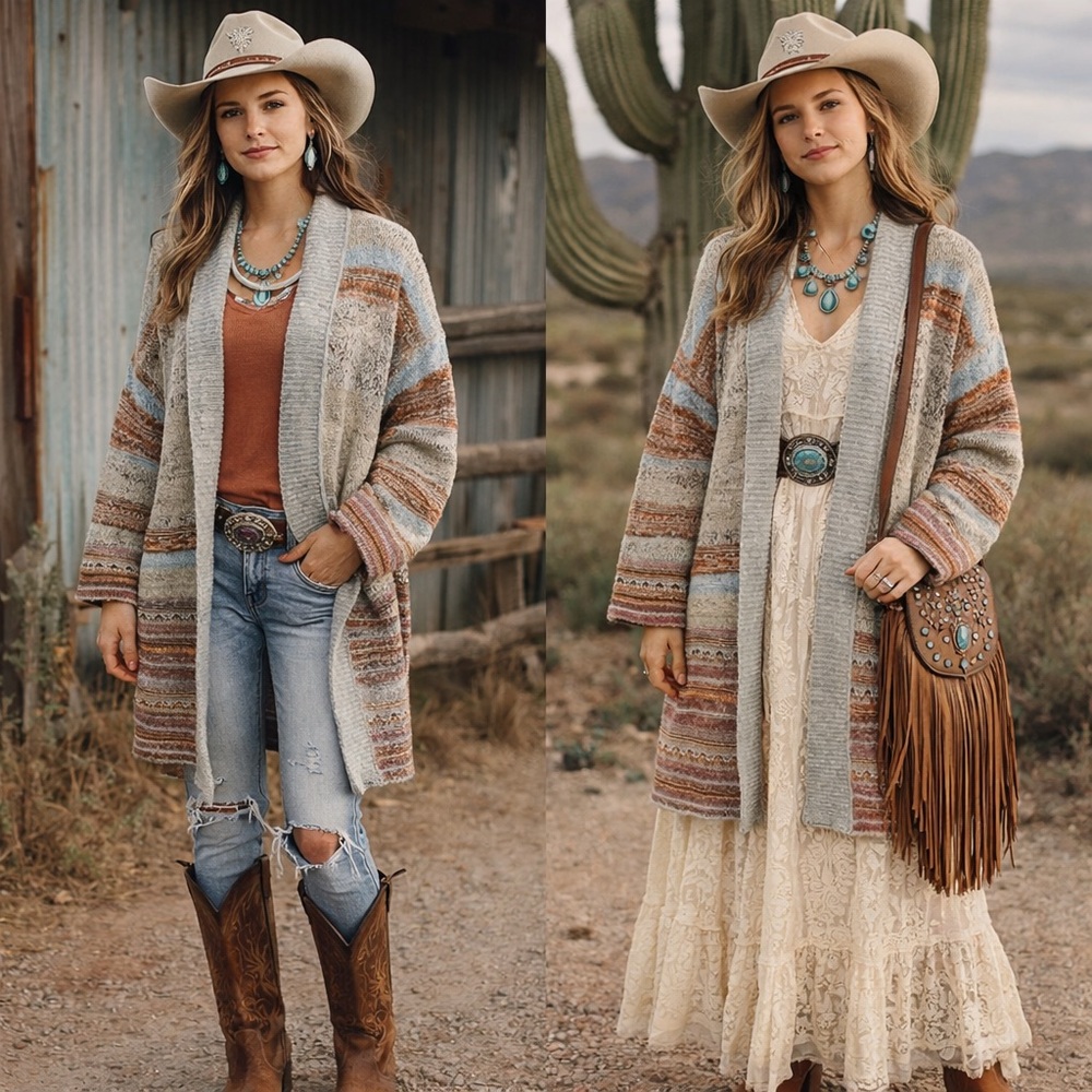 Zaket & Plover Multi Texture Cardigan in Mix Pebble Like New Medium